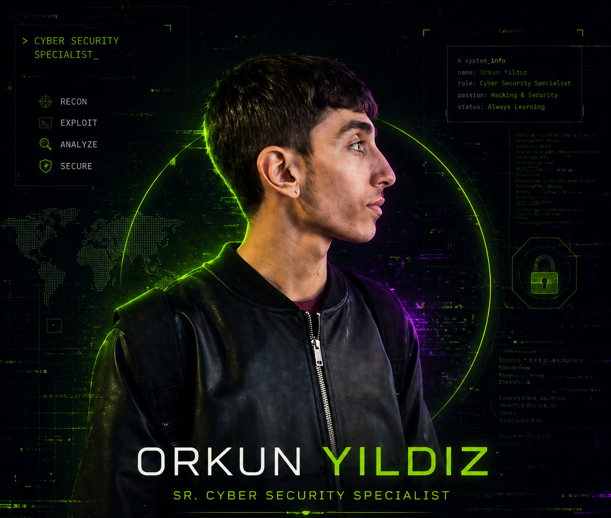 cybersecurity specialist portrait neon